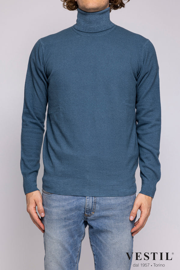 ALTEA, Turtleneck sweater in soft geelong wool, blue, men