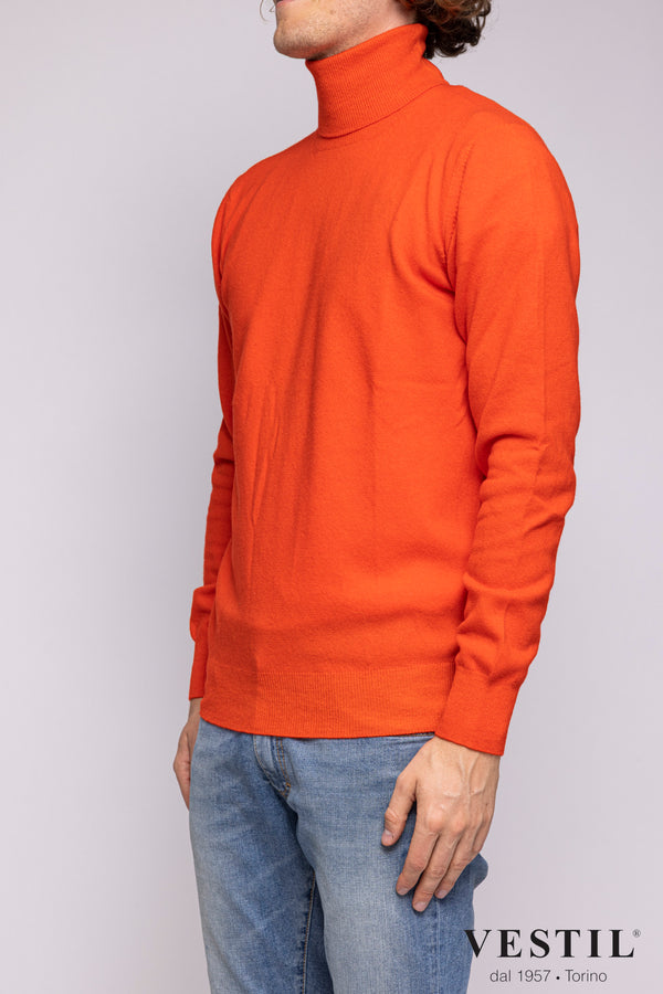 ALTEA, Turtleneck sweater in soft geelong wool, orange, men