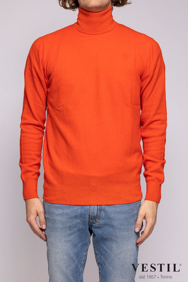 ALTEA, Turtleneck sweater in soft geelong wool, orange, men