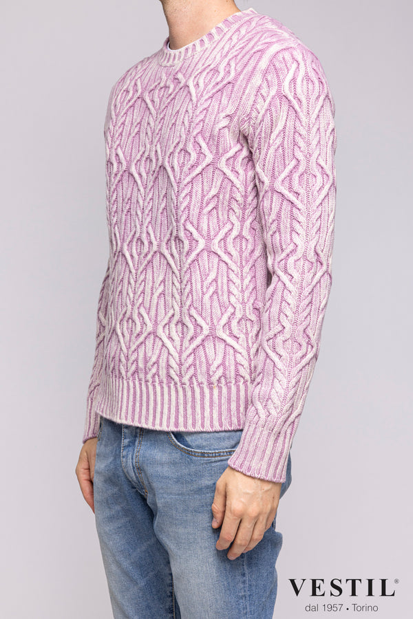 ALTEA, Crew-neck sweater with wool braid, pink, man