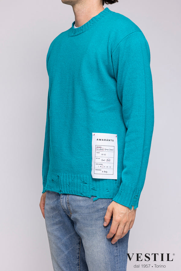 AMARANTO, Crew-neck sweater, cashmere, light blue, unisex