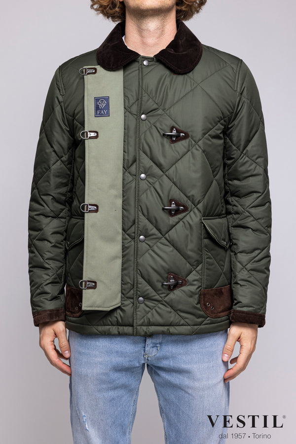 FAY, quilted winter jacket, green, men