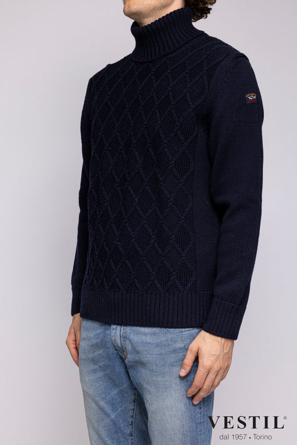 PAUL &amp; SHARK, Wool turtleneck sweater, blue, man