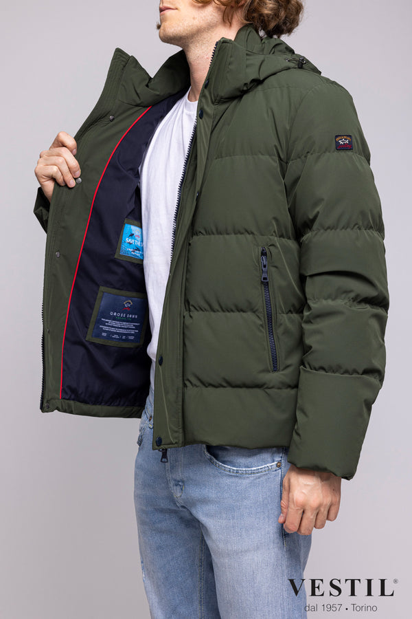 Down jacket with detachable zip button