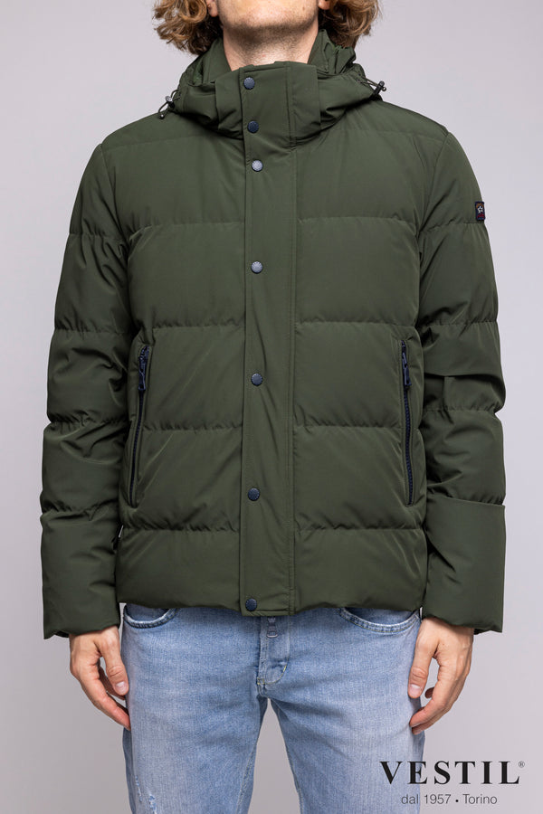 Down jacket with detachable zip button