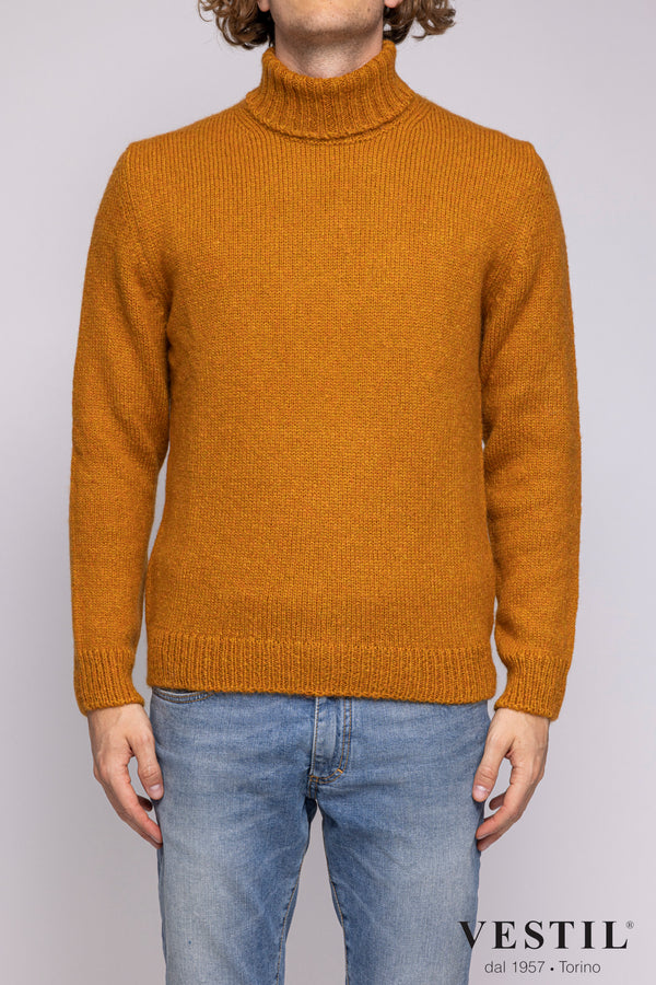 SETTEFILI CASHMERE, Wool blend turtleneck sweater, pumpkin, man