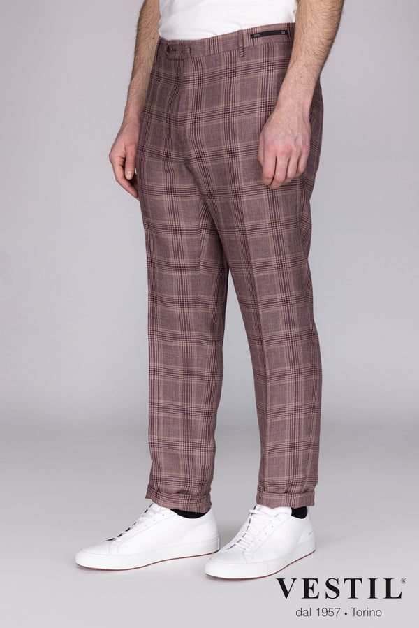 PT01 purple and red patterned men's trousers
