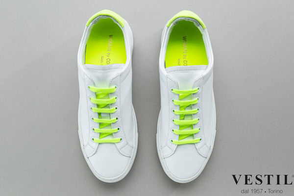 Vestil, sports shoe, white and fluorescent yellow, women