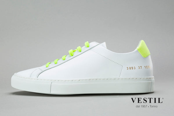 Vestil, sports shoe, white and fluorescent yellow, women