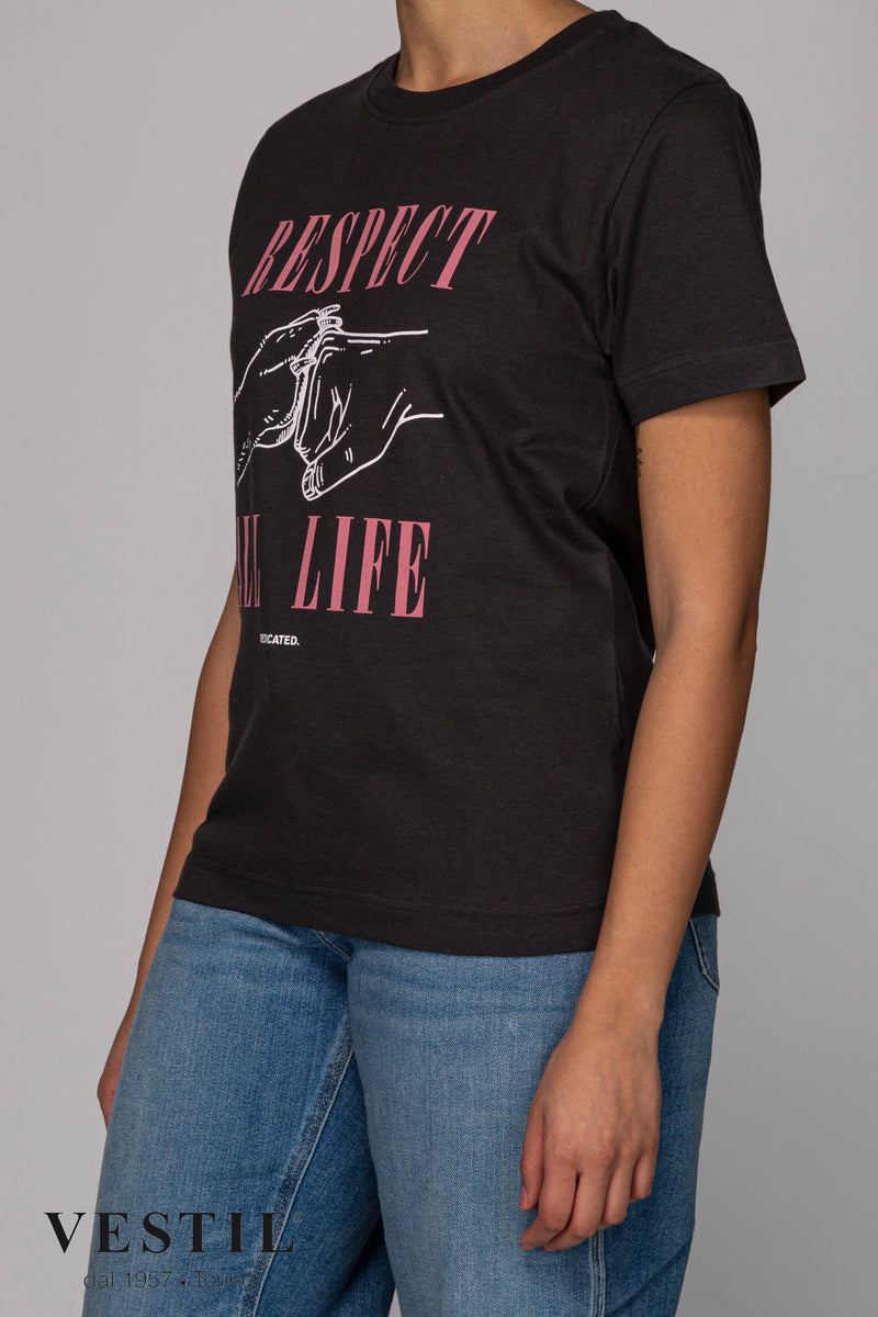 DEDICATED, women's anthracite t-shirt