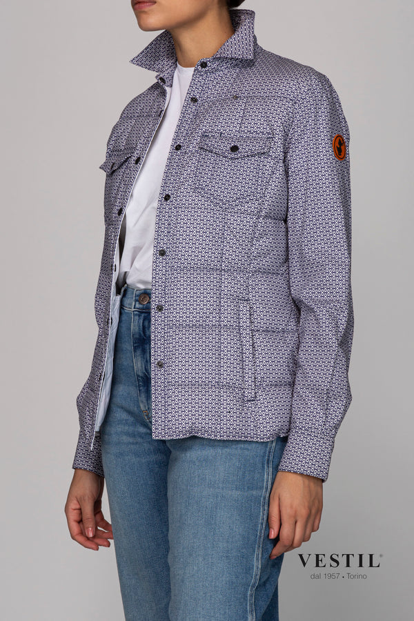SAVE THE DUCK, Blue and white women's jacket