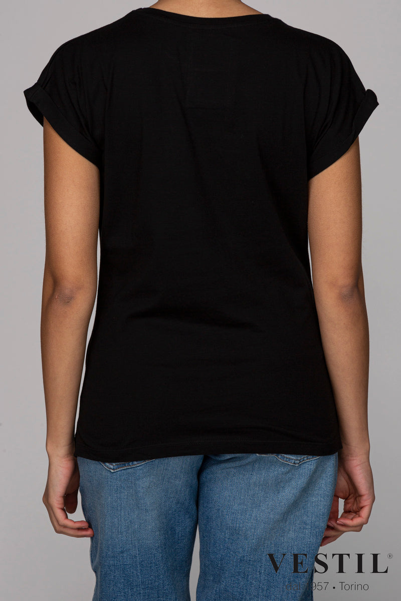 DEDICATED, black women's t-shirt