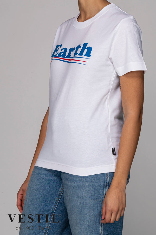 DEDICATED, white women's t-shirt