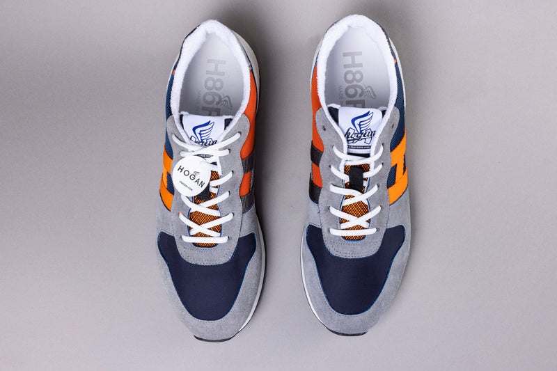 HOGAN, uomo, scarpa sportiva, grigio blu arancio